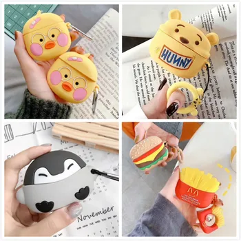 

3D Cartoon Earphone Case For Airpods Pro Case Silicone Bear Cat Headphone/Earpods Cover For Apple Air pods Pro 3 Case Keychain
