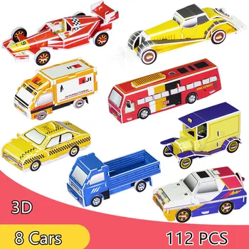 

16PC/Lot 3D paper Puzzle Model Simulation Dinosaur park Insect animals car fire truck aircraft Kids toys jigsaw puzzle