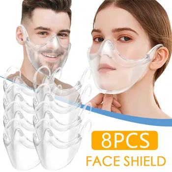 

Mascarilla 8pcs Durable Face Mask Fashion Reusable Mouth Mask Plastic Reusable Clear Face Mask Shield Mouth Caps Washable