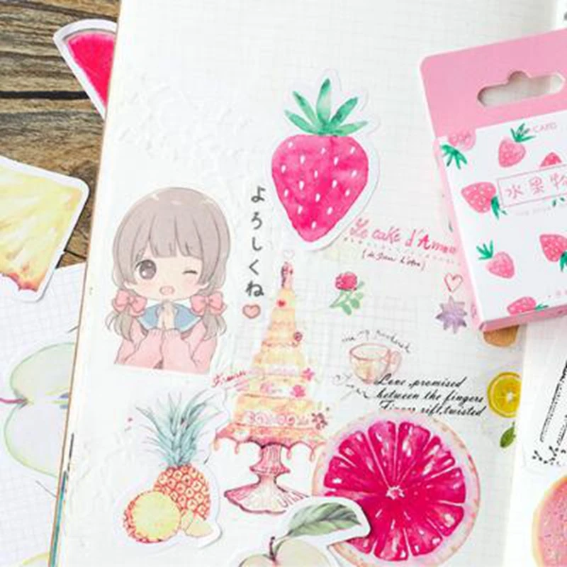 46 шт./кор. клубника плоды ананаса Стикеры s Kawaii детские украшения Скрапбукинг DIY Дневник Стикеры канцелярских принадлежностей