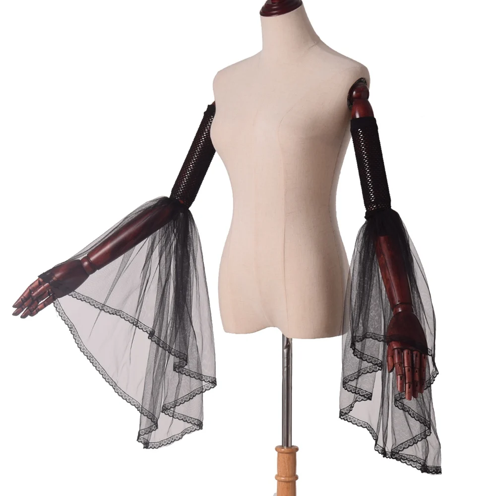Beautiful Tulle Cuffs Victorian Lace Gothic Mesh Wrist Arm Warmers