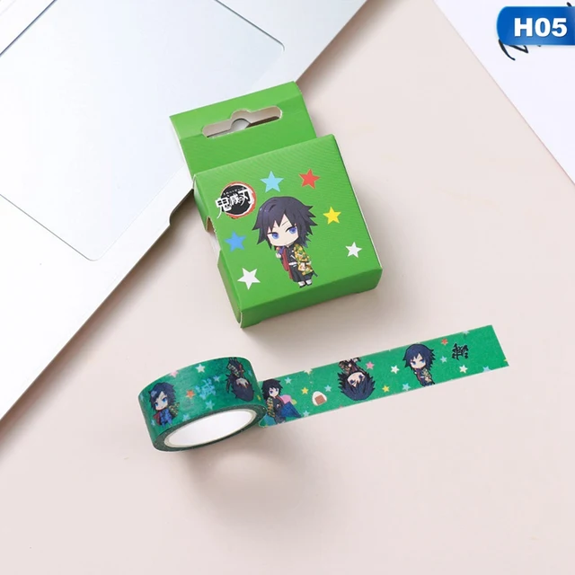 1Pc Demon Slayer Anime Washi Tape Crafts Adhesive Paper  Diy Scrapbooking  Masking Tape Printed Pattern Sticker Decals H05