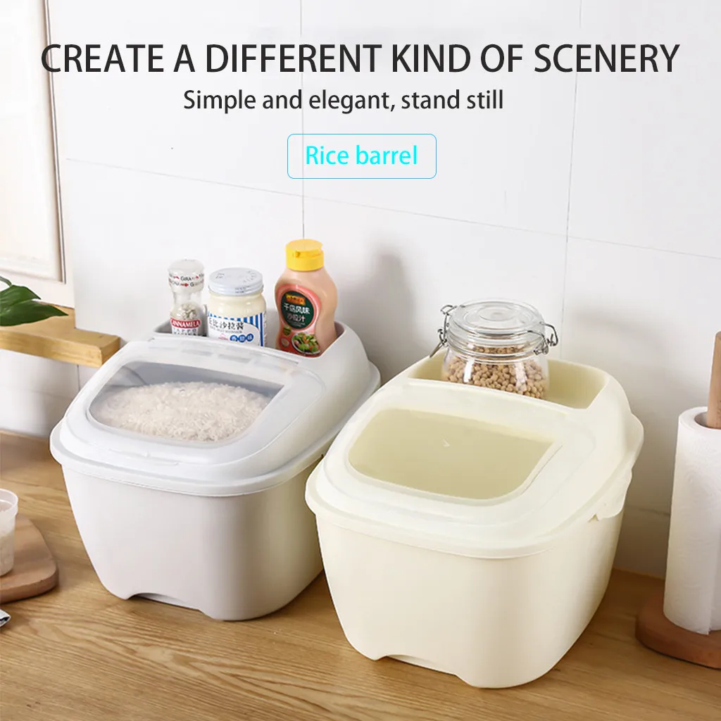 

10KG Flip Cover Sealed Multi-function Rice Bucket Storage Box Kitchen Household Home Storage Organization Kitchen Organizer