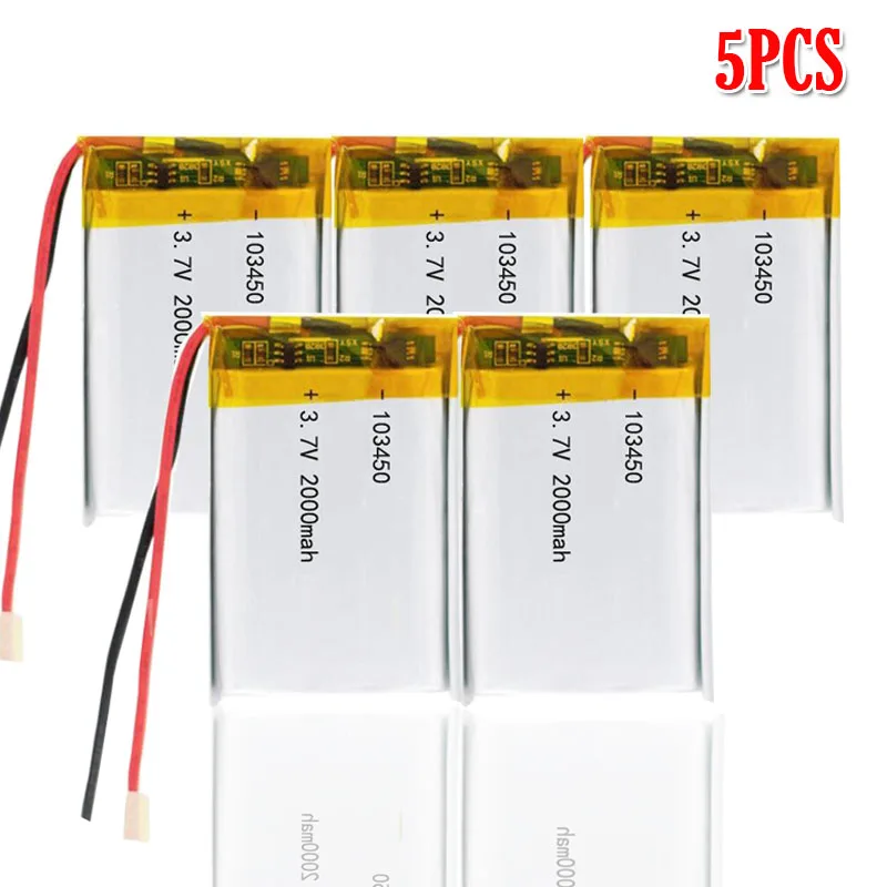 2000mAh 3,7 V 103450 Lipo литий-полимерная аккумуляторная батарея для gps-навигатора, bluetooth-гарнитуры, электронной книги, камеры - Цвет: 5pcs
