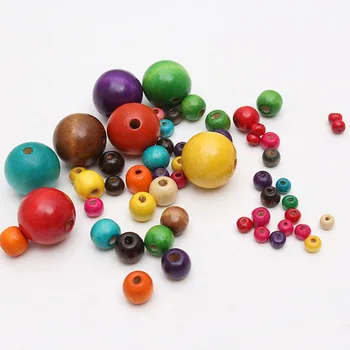

200Pcs DIY Handmade Spherical Shape Wood Beads Non Toxic Necklace Making Mixed Color Jewelry Making Clothing Bag Accessories