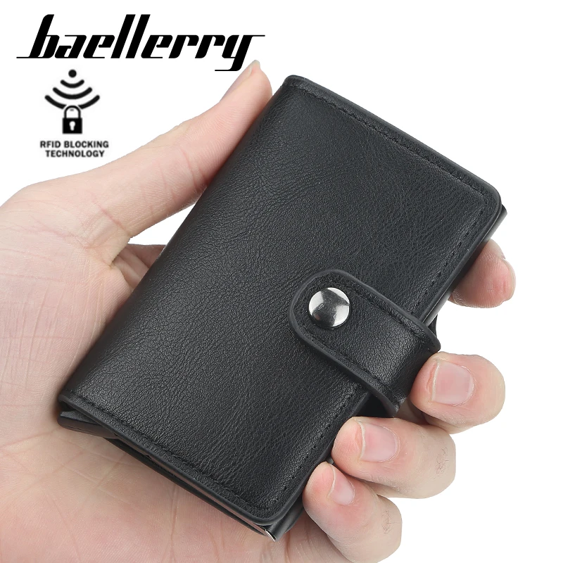 Tarjetero de cuero PU para hombre y mujer, tarjetero de Metal RFID Vintage de aluminio, Note Carbon, novedad de 2021