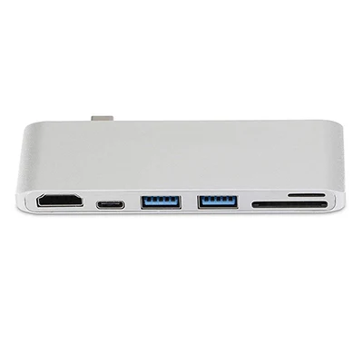 Silver USBC к HDMI 4K 60HZ type C зарядный порт концентратор 2 USB 3,0 SD TF кард-ридер корпус из алюминиевого сплава Расширение док-станции для Macbook - Цвет: Silver