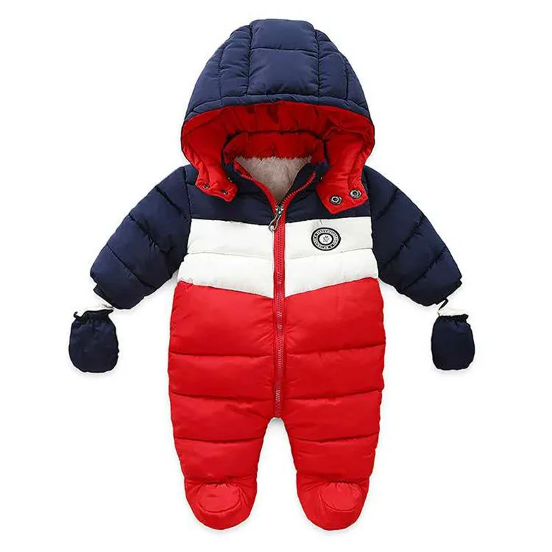 Newborn Baby Winter Clothes Alphabet Print Color Matching Hooded Baby