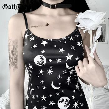 

Goth Dark Starry Print Sky Gothic Sexy High Waist Fashion Summer Dress Backless Sleeveless A-Line Party Vintage Mini Dresses