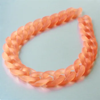 

80pcs Matte Orange Acrylic Curb Chain Links, Translucent Plastic Curb Chain Links, Open Link per Size 23mmx16mm