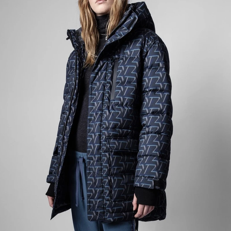 down puffer coat zv casual blue letter down jacket hooded long thick warm down jacket best winter coats for women