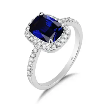 

Szjinao Blue Sapphire Silver Ring 925 Minimalist Jewelry Bridal Set With Diamond Vintage Princess Kate Women Accessories Anillas
