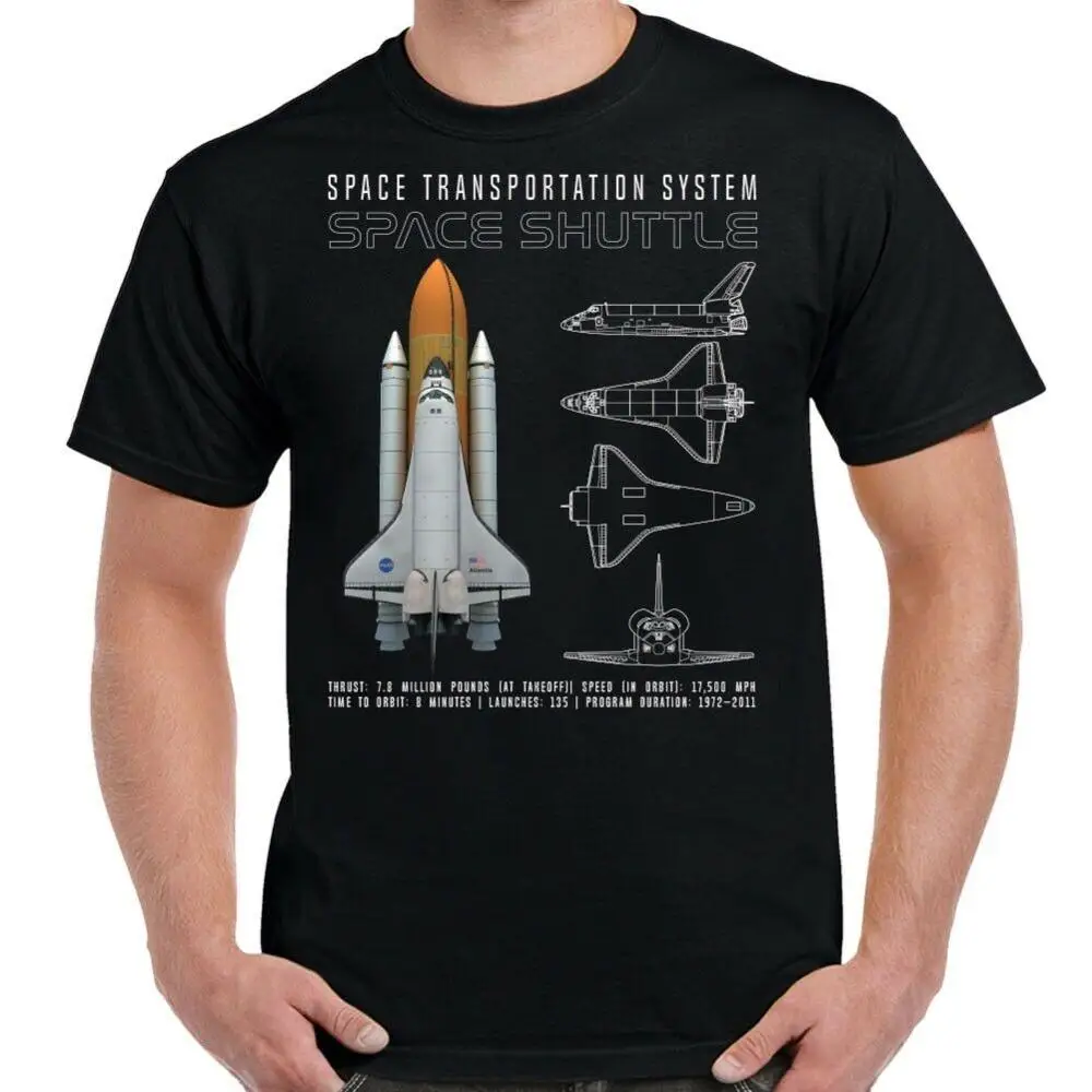 

Space Shuttle Schematic T-Shirt 2020 Summer Style Brand Casual O-Neck Male Tops & Tees Printing On T Shirts