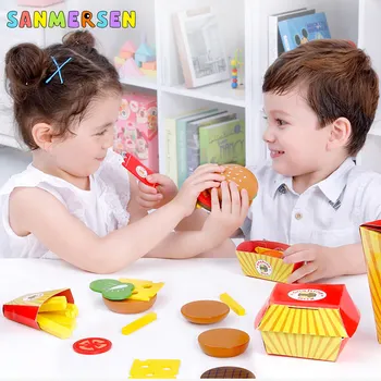 

Children Pretend Toys Simulation Food Baby Play House Hamburger Steak French Fries Mini Kitchen Set Toys Educational Toys
