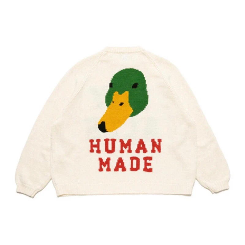 Human Made Sweater Men Women 1:1 Best Quality Cartoon Polar Bear Pattern Knit Sweatshirts Human Made Crewneck cardigan male