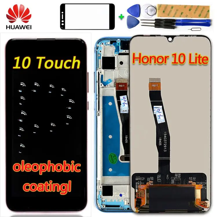 

Original 6.21 inch Huawei Honor 10 Lite LCD Display Touch Screen Oleophobic Coating Digitizer Assembly 10 Touch Frame Glass film