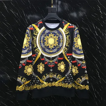 

Autumn Chic Men's retro print casual sweatshirts High quality designer O-neck Hoodeies Tops C252