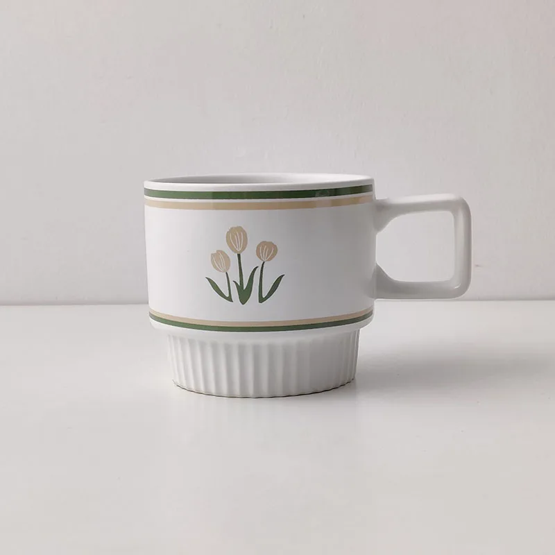 

Cакан C TѬђбокой Tasse Nespresso Tulip Mug Ceramic Korea Ins Wind Breakfast Cup Oatmeal Yogurt Cup Household Tea Cup Water Cup