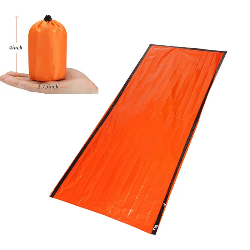 Orange Outdoor Emergency Sleeping Bag Thermal Keep Warm Waterproof Mylar First Aid Emergency Blanket Camping Survival Gear - Цвет: Orange