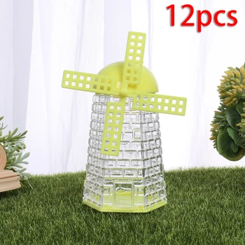 

12pcs/set Windmill Shape Candy Boxes Transparent Plastic Holder Sugar Containers Sweets Party Festive Supplies