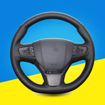 

Auto Braid On The Steering Wheel Cover for Peugeot 408 2018 DIY Interior Car-Styling Hand Stitching Car Steering Wheel Covers