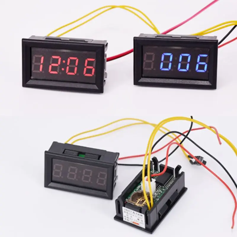 LED DIY Vehicle Electronic Clock KIT Car Motorcycle Timer LED Digital Display Power-off Memory DC4.5-30V Red Green Blue air outlet dashboard clock car clock motorcycle handlebar clock