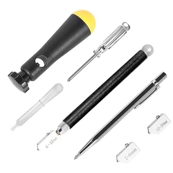 Promotion! Coupe verre 2Mm 20Mm, Kit d'outils de coupe avec poignée d'assistance et têtes de remplacement pour la coupe du vitrail 7 pièces 