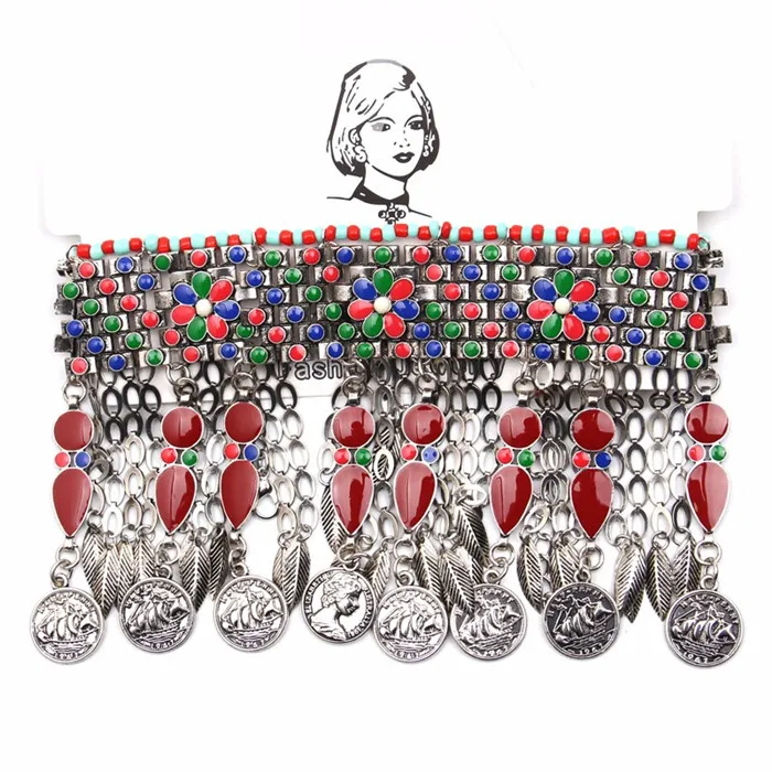 NAP1059 Колье с монетой и кулоном, винтажная Хрустальная инструкция Maxi Choker Collier, женские бохо, большие модные украшения для женщин, подарки - Окраска металла: NAP1059
