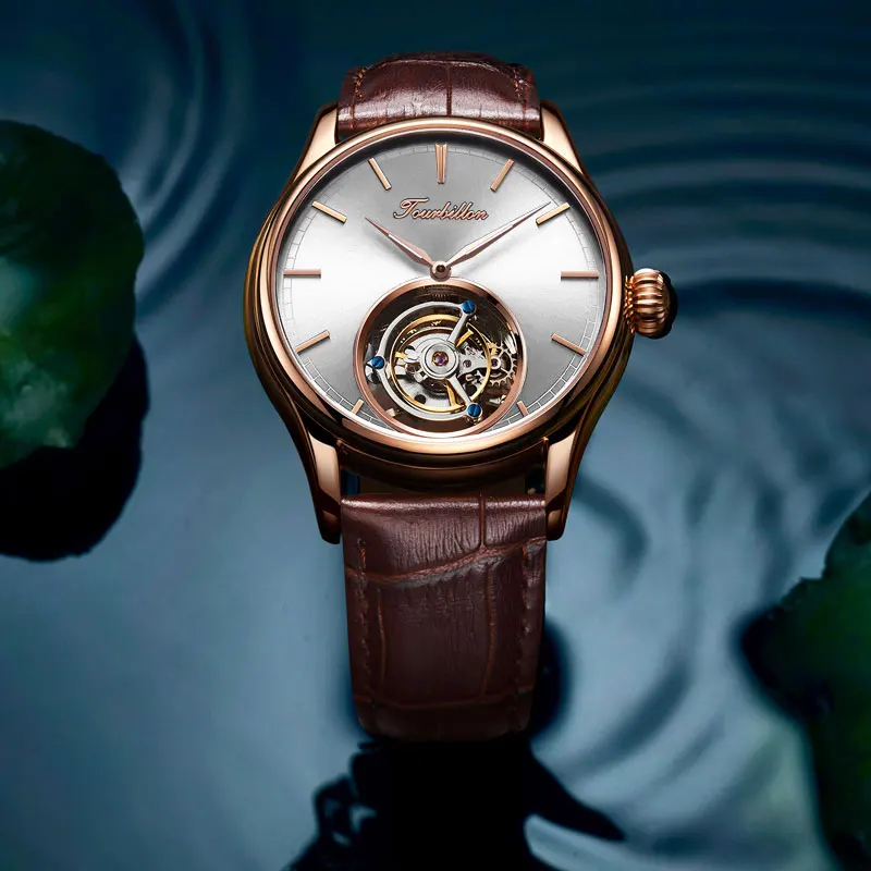 5 Деловые мужские настоящие Tourbillon часы с сапфировым циферблатом Механические Мужские наручные часы с ручным заводом Reloj de hombre в подарок - Цвет: 5