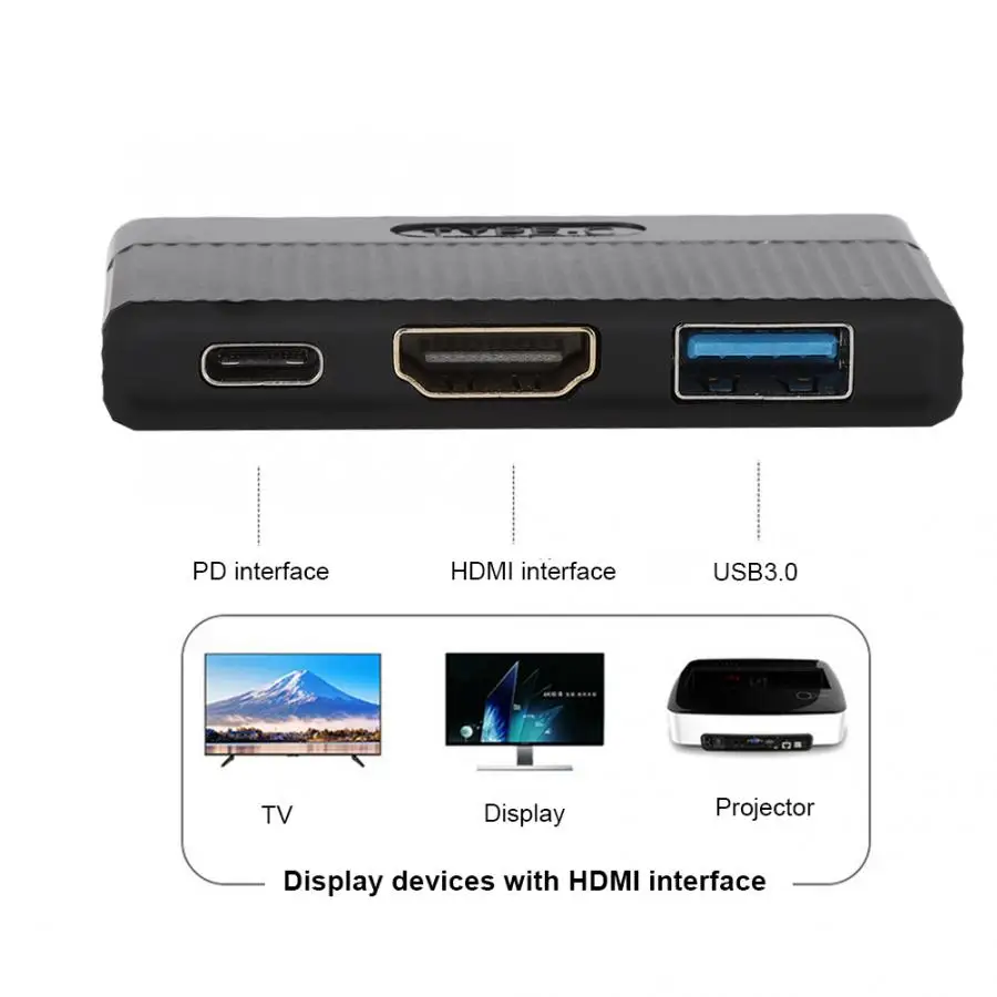 USB-C к HDMI/USB3.0/PD док-станция 3 в 1 THU04 type-C Hub 4K HD адаптеры