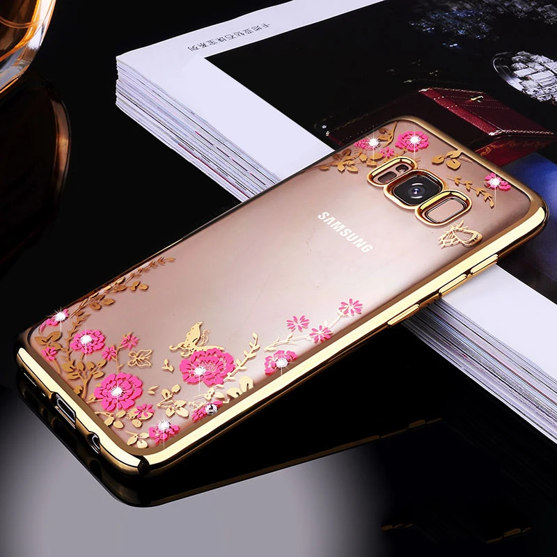 Роскошный блестящий чехол для samsung Galaxy S8 S9 S10 Plus, Note 8 9 10 Pro M30 A10 A20 A30 A40 A50 A60 A70 A80 A90 чехол на заднюю панель - Цвет: Gold edge