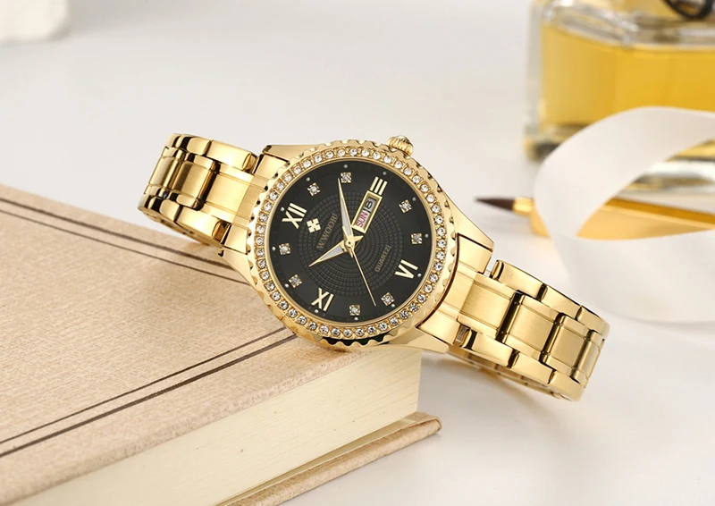 WWOOR новые золотые женские часы-браслет водостойкие женские часы из нержавеющей стали повседневные платья женские кварцевые часы женские