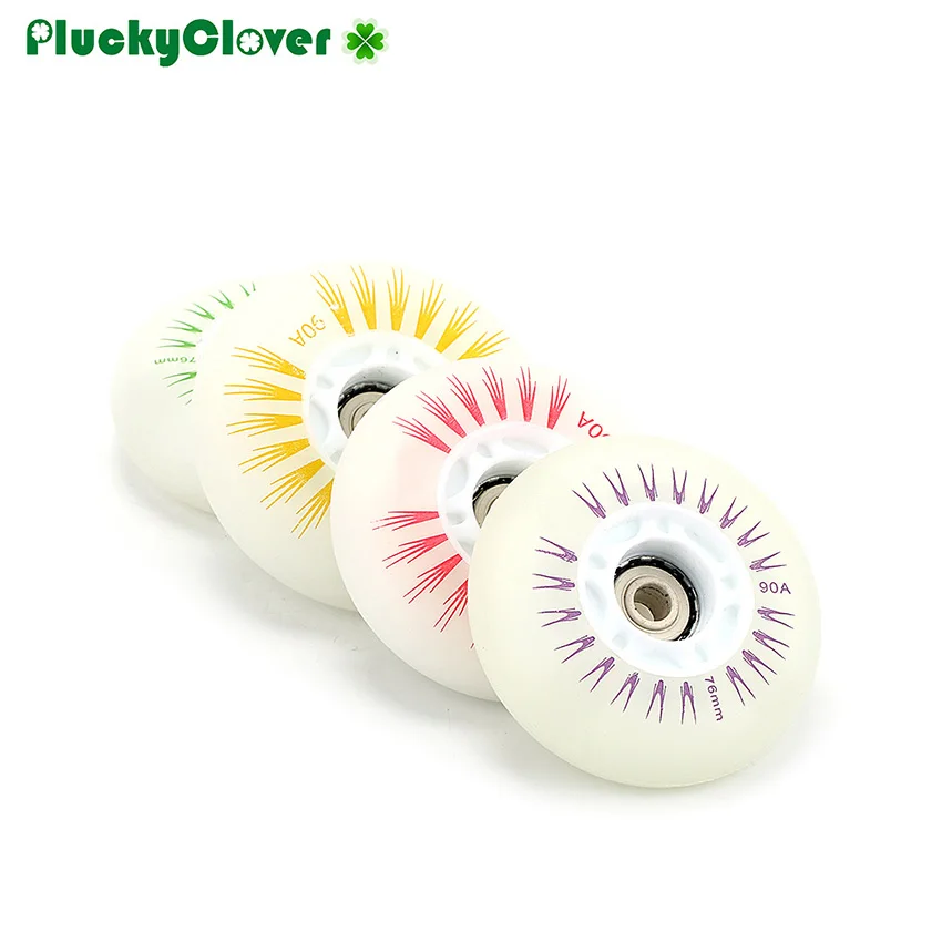 4pc LED Flash Roller Wheel 90A 72 76 80mm PU Inline Roller One Row Skate Wheel Luminous Slalom Sliding Skates Blade Fsk Wheels