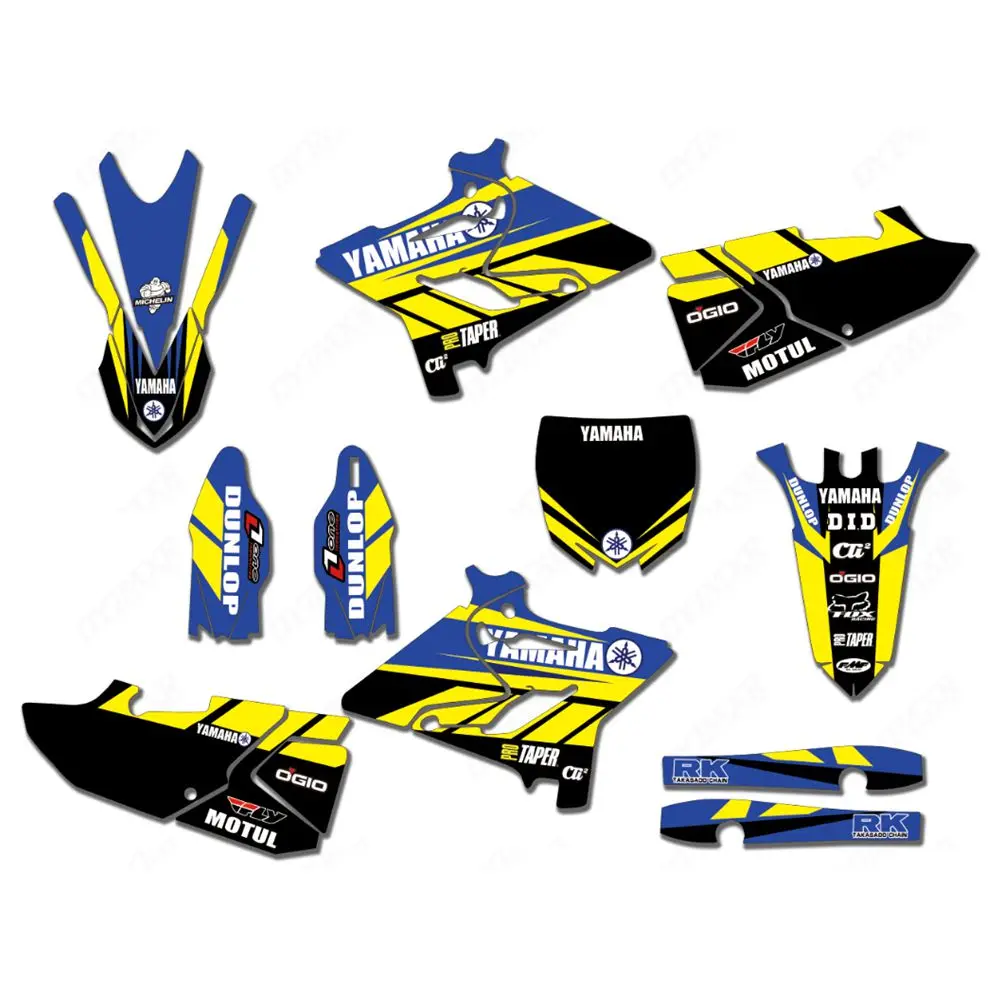 Для YAMAHA YZ125 YZ250- Новые полные графические наклейки на заказ имя номера глянцевые яркие наклейки водонепроницаемые