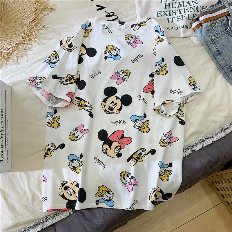 GCAROL 2020 Spring Summer Women Cartoon T-shirt Oversized Graphic Stripes Graffiti Long Tees Multi-design harajuku Tops