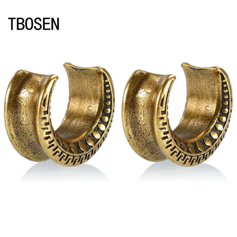 Gold TBOSEN медные ушные датчики пробки и тоннели для пирсинг ушей кольцо расширитель Носилки модные пирсинг ювелирные изделия - Окраска металла: Gold