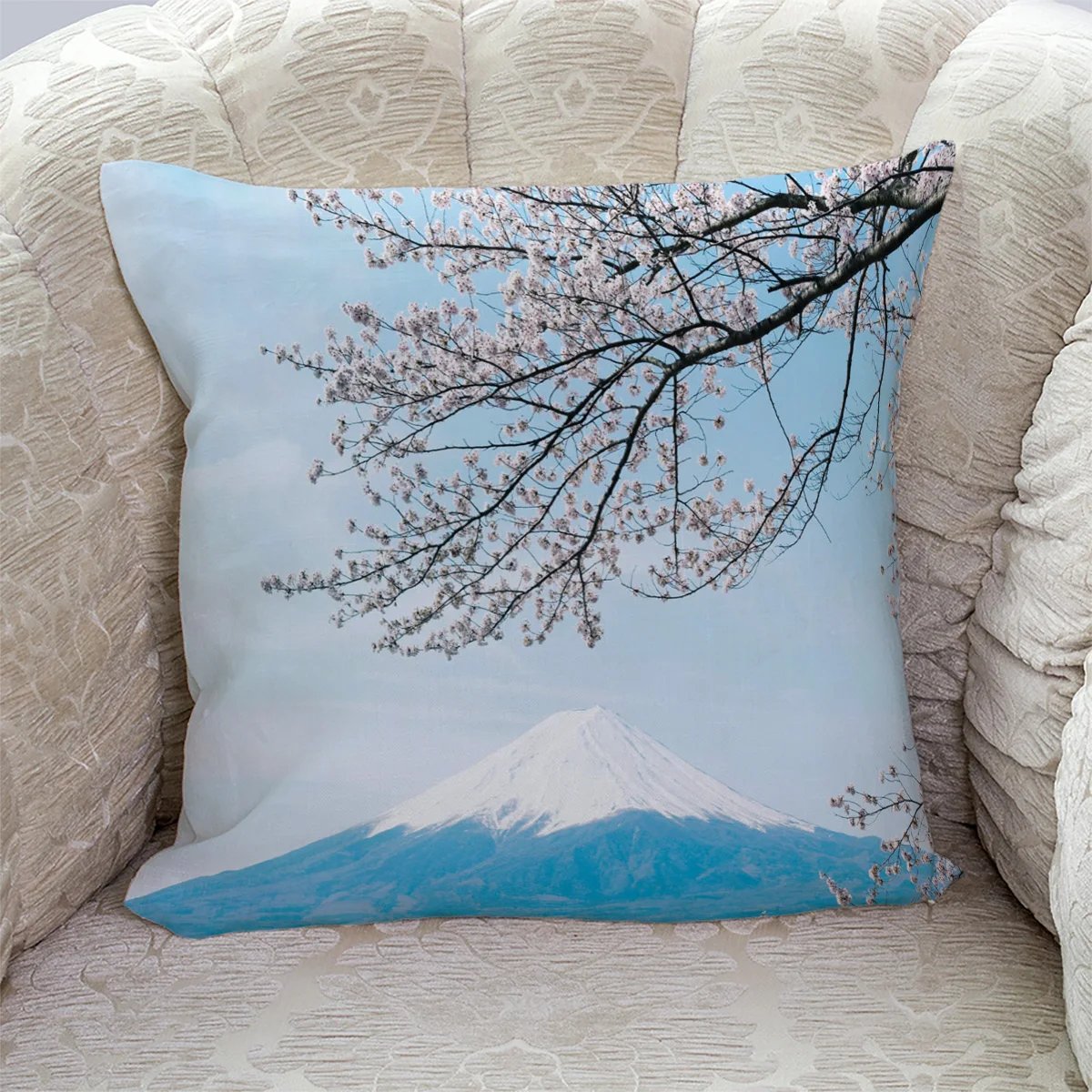 Cherry Blossom Mount Fuji Sky Clouds Blue Plant Чехлы для подушек чехлы с рисунком наволочки с квадратным принтом
