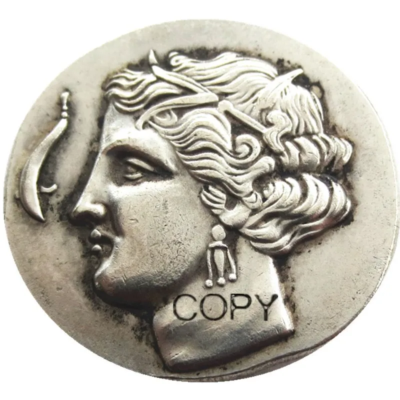 G(22) SICULO-PUNIC, Carthage, 310 BC Tetradrachm Arethusa Посеребренная Имитация монеты