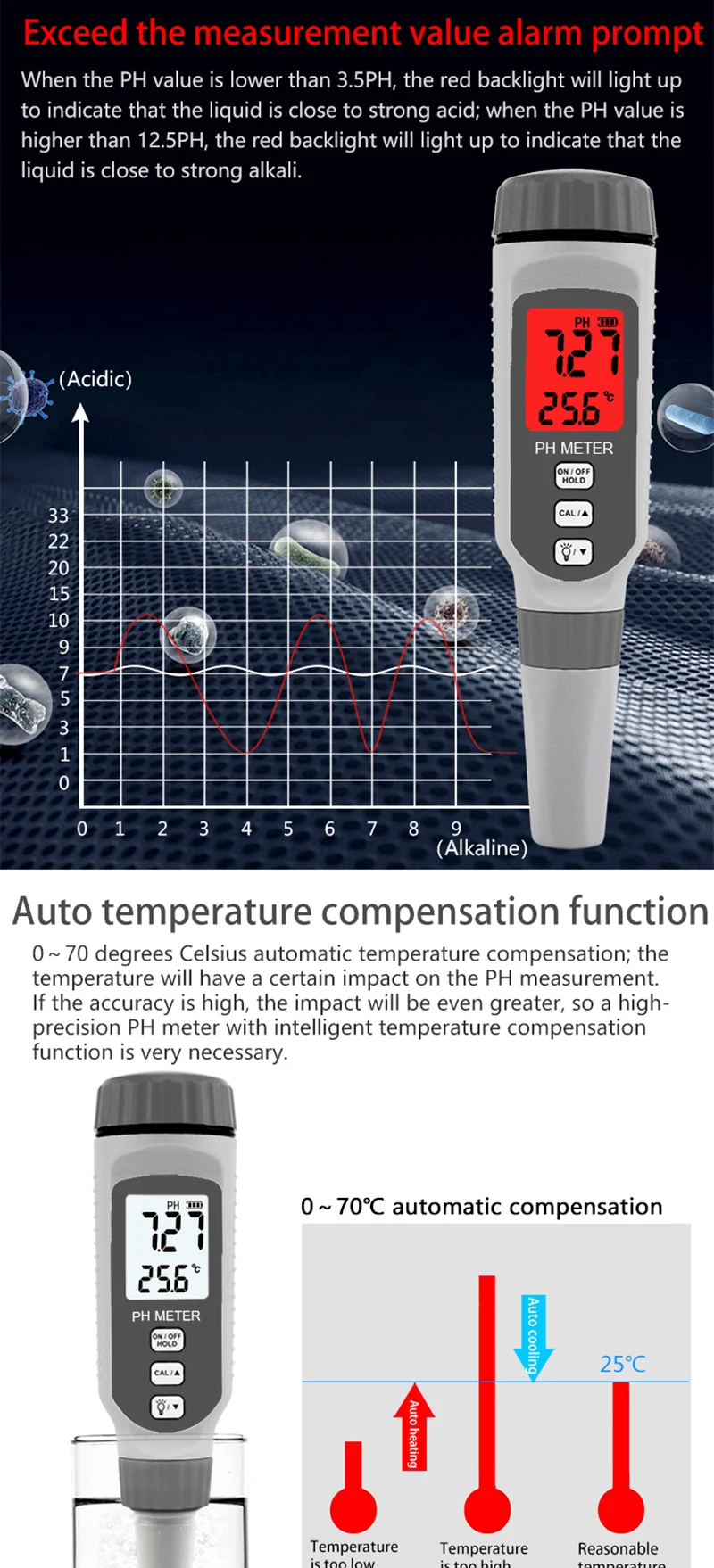 plastic feeler gauge Professional Water Quality PH Tester Professional Portable Pen Type pH Meter Acidometer for Aquarium Acidimeter Measure PH818 surface finish tester