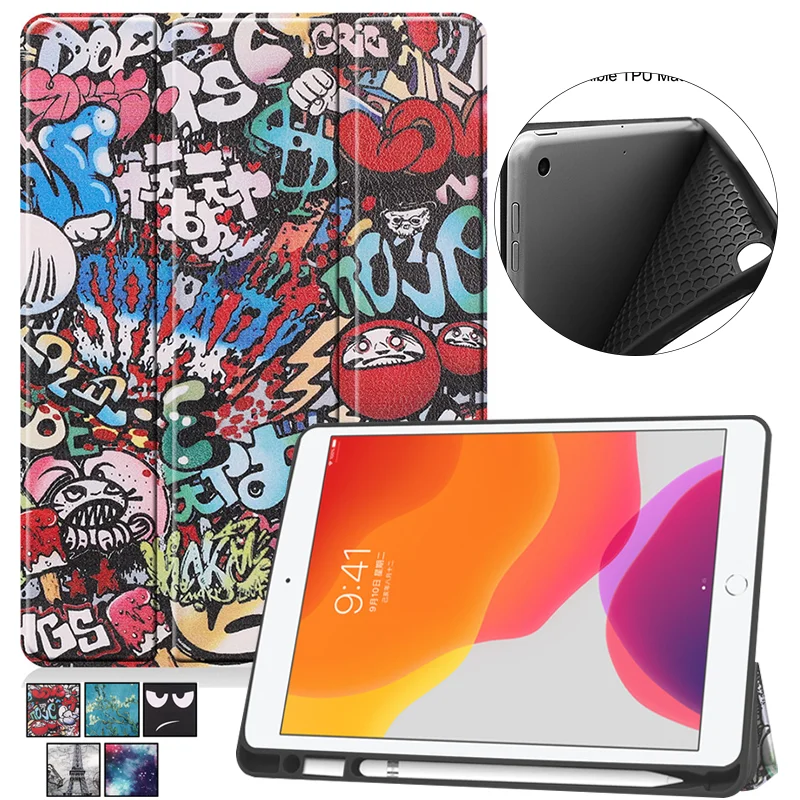 Cover for iPad 10.2 2021 Case Slim Soft TPU 7/8/9th Generation with Pencil Holder Smart Protective funda | Компьютеры и офис
