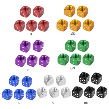 

5pcs Aluminum Dice Valve Cap Tire Air Valve Stem Cap for Car Trunk Bicycle Wheel