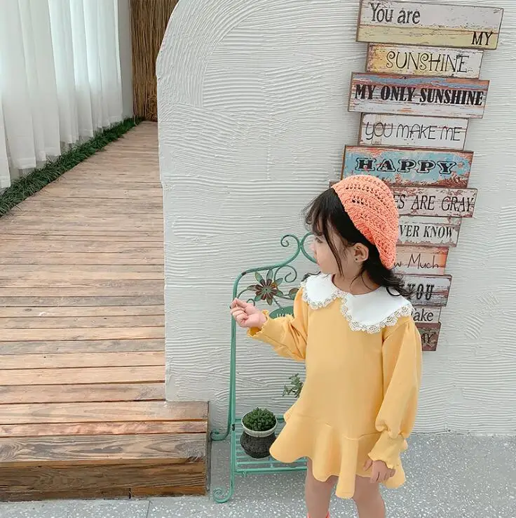 Korea style girls patchwork dress fashion autumn cotton girls dresses 1-6 years HW997