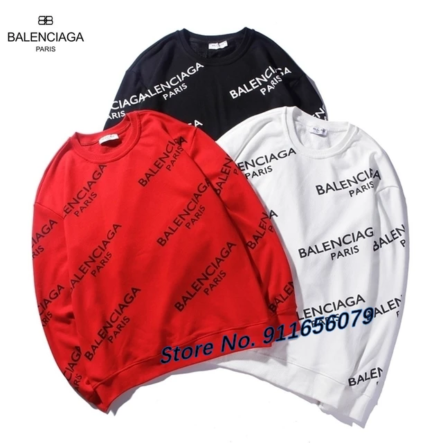 Balenciaga"-Nuevo Unisex sudaderas prendas de vestir exteriores carta impresa ropa deportiva de algodón de manga larga de los hombres y las mujeres de talla grande M-2XL _ - Mobile