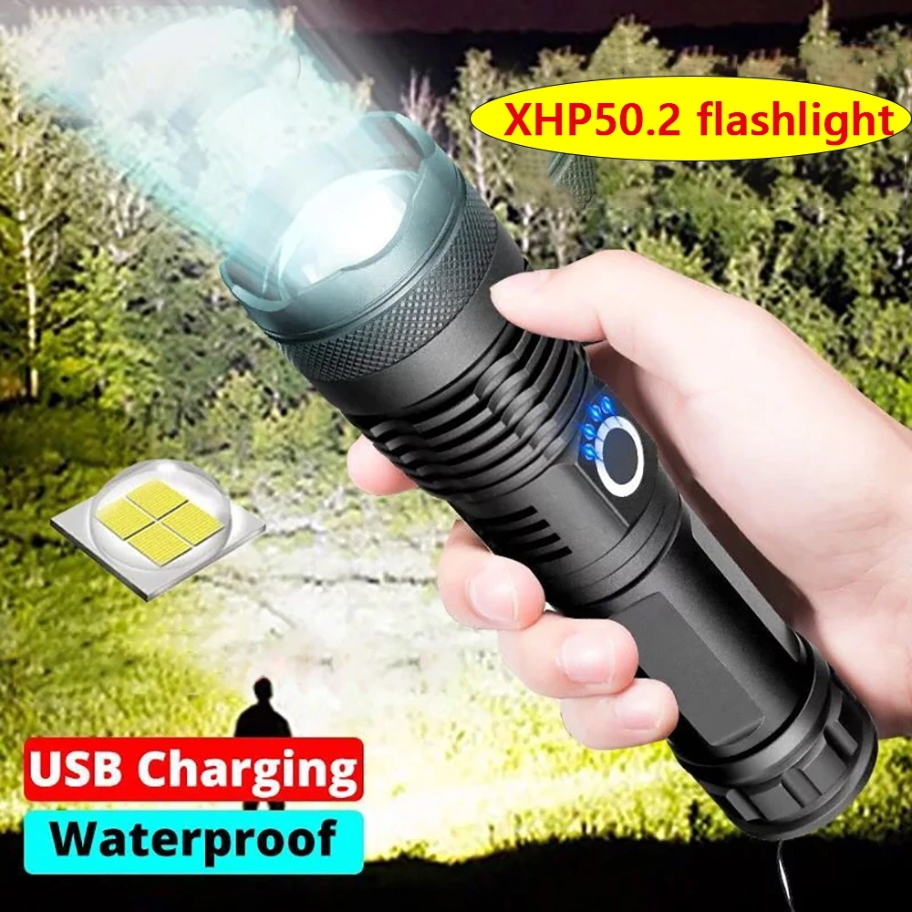 990000LM XHP90 XHP50 LED Super Bright Flashlight USB Rechargeable Zoomable Torch 