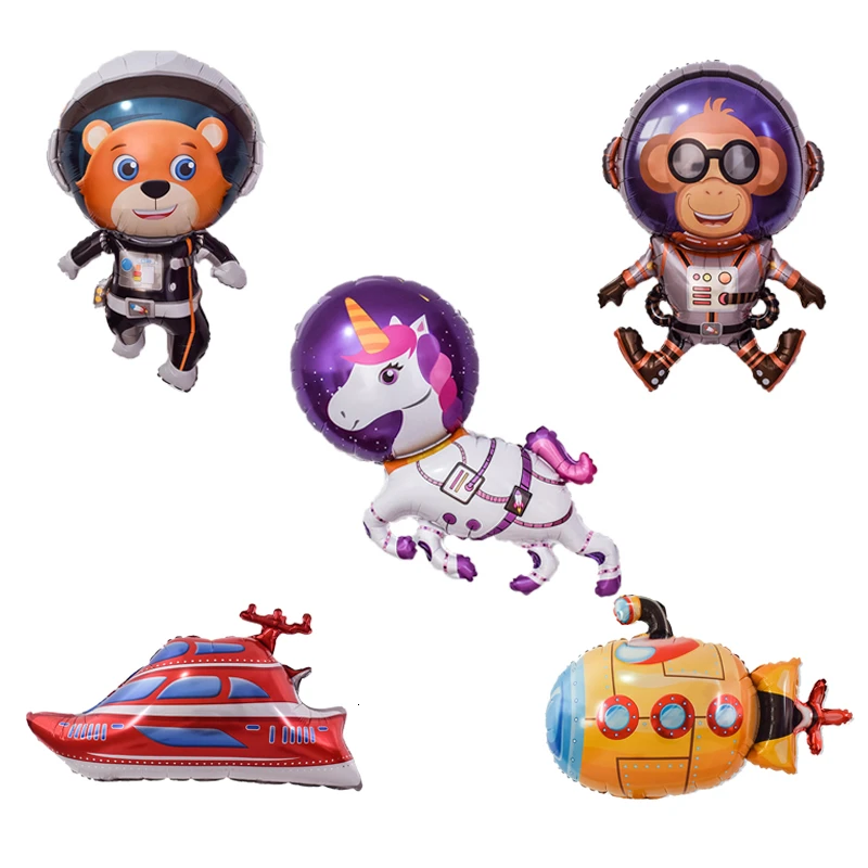 1 шт. воздушные шары из фольги с изображением мультяшного единорога обезьяны, украшения для вечеринки на день рождения, детские игрушки-корабль, товары для вечеринки на день рождения
