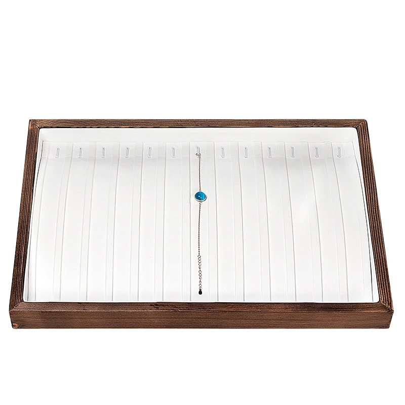 

Top Sale Brown puls White wooden jewelry display tray multi-specification customizable for Necklace ring bracelace