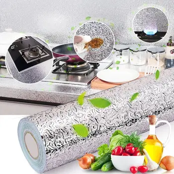 

40/60CM Removable Kitchen Oil-proof Wallpaper Waterproof Stickers Aluminum Foil Kitchen Stove Cabinet Self Adhesive Wall Sticker