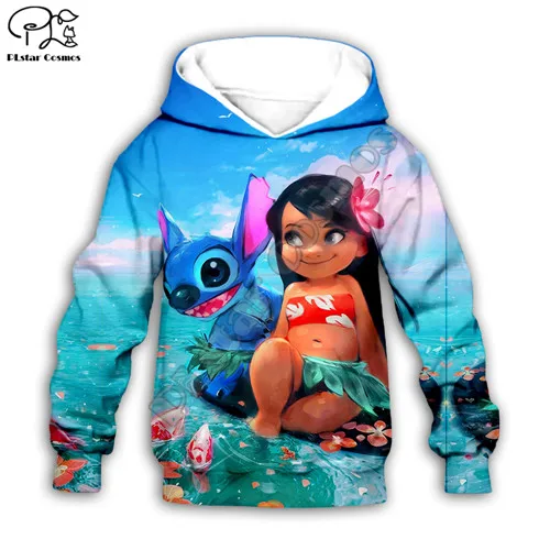 Kids Hoodie Kids Children Clothes Lilo Stitch 3D Hoodie baby boy Girl beach print Pullover cartoon Long Sleeve Sweatshirt streetwear suit 1 - Цвет: Kids Hoodie