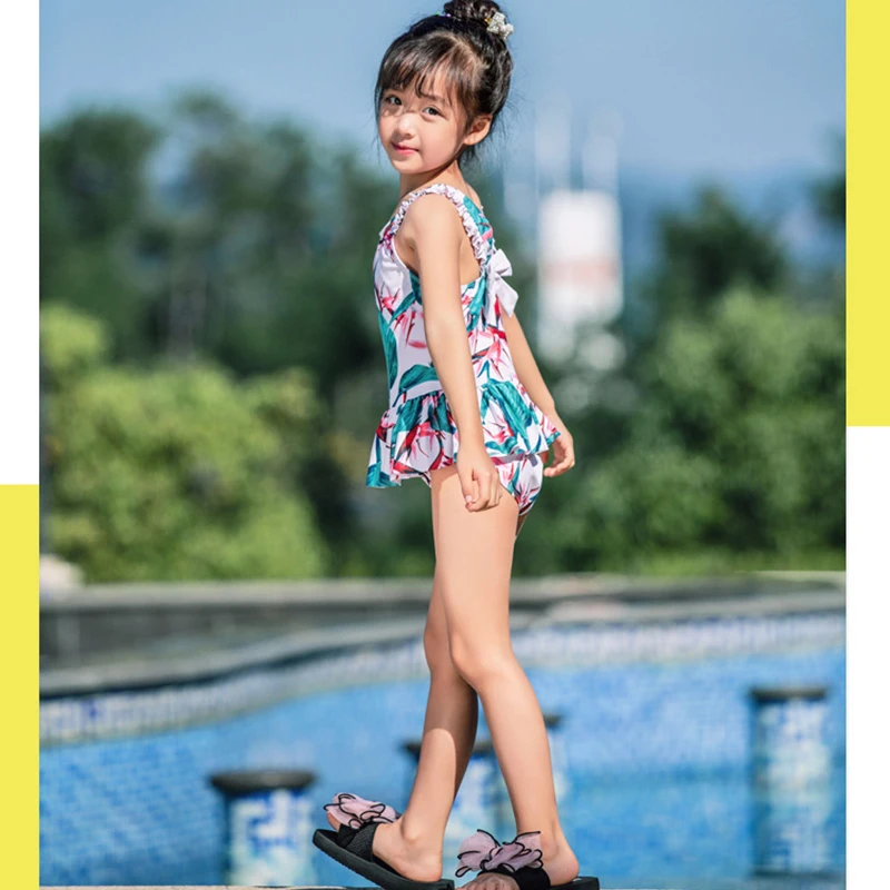 Платье купальник цельная юбка купальные костюмы зеленые милые купальники с