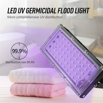 

50W LED UV Disinfection Lamp Germicidal Lamp Flood Light Spotlight Floodlight Outdoor Garden Wall Lamp Reflector Cast Light